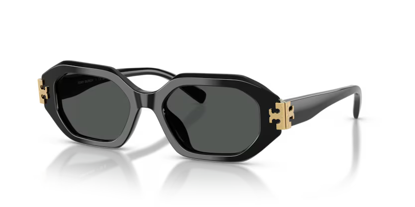 Tory Burch Eleanor 0TY7234U 170987 Polished Black Luxury Irregular Dark Grey Sunglasses