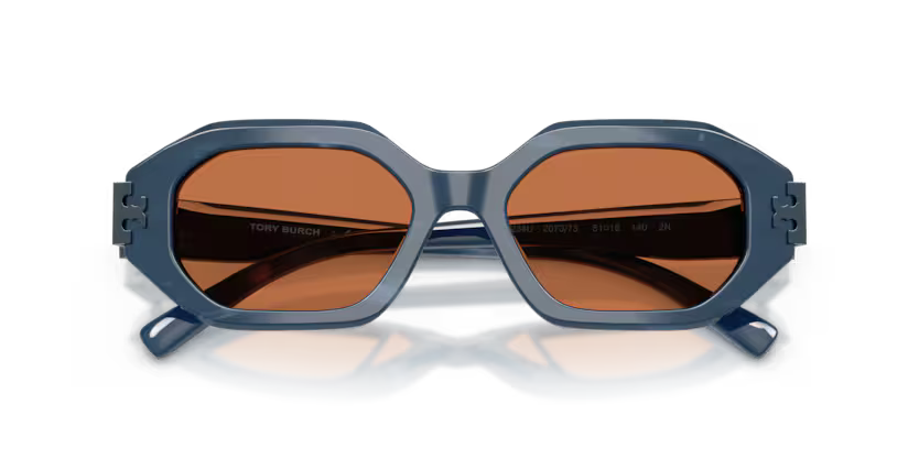 Tory Burch Eleanor 0TY7234U 207373 Polished Navy Marble Luxury Irregular Sunglasses