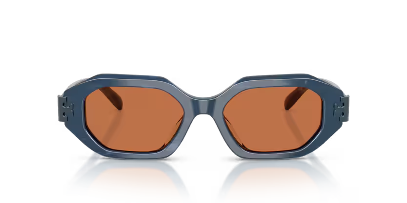 Tory Burch Eleanor 0TY7234U 207373 Polished Navy Marble Luxury Irregular Sunglasses