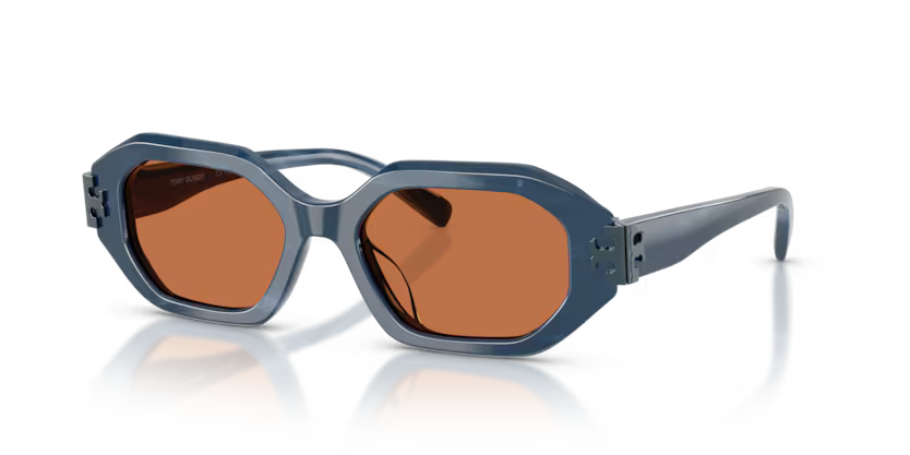 Tory Burch Eleanor 0TY7234U 207373 Polished Navy Marble Luxury Irregular Sunglasses