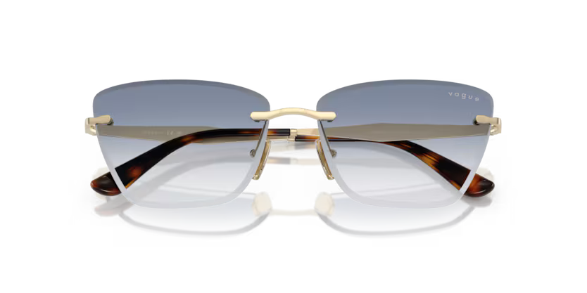 Vogue VO4332S 848/19 Pale Gold Rimless Cat Eye Luxury Sunglasses
