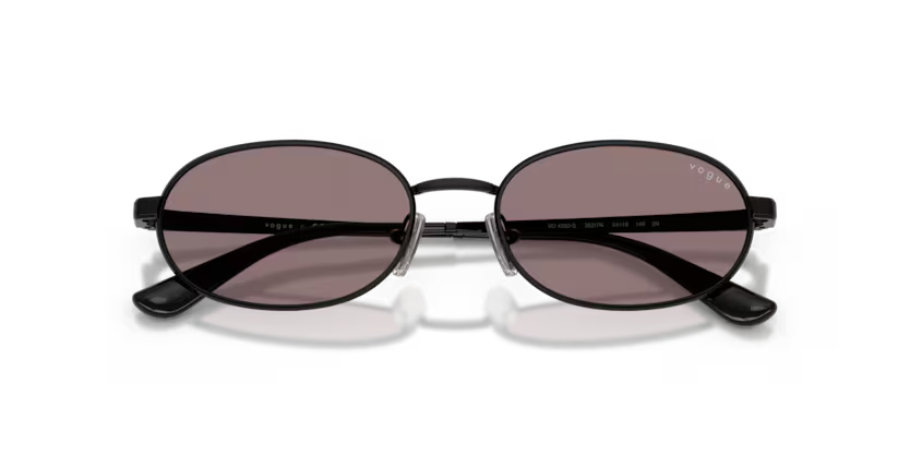 Vogue Eyewear 0VO4353S 352/7N Black Metal Oval Sunglasses with Dark Purple Lenses