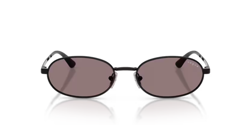Vogue Eyewear 0VO4353S 352/7N Black Metal Oval Sunglasses with Dark Purple Lenses