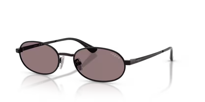 Vogue Eyewear 0VO4353S 352/7N Black Metal Oval Sunglasses with Dark Purple Lenses