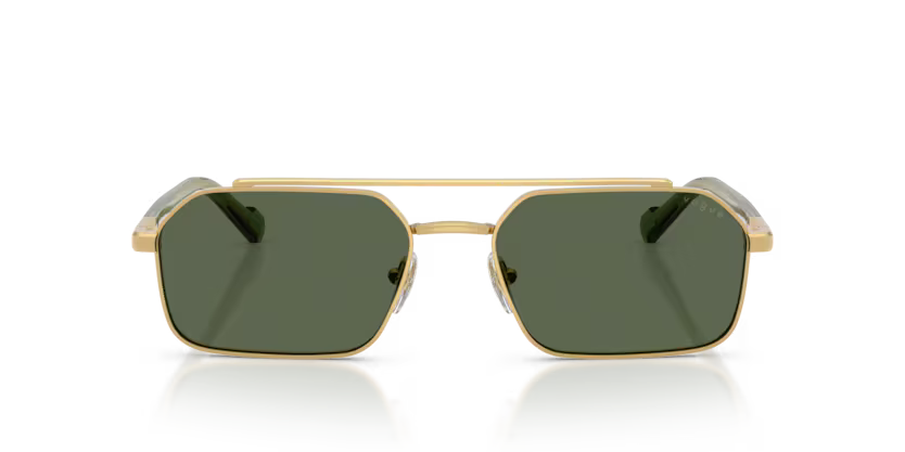 Vogue Man 0VO4356S 280/71 Polished Gold & Transparent Green Full Rim Irregular Dark Green Sunglasses