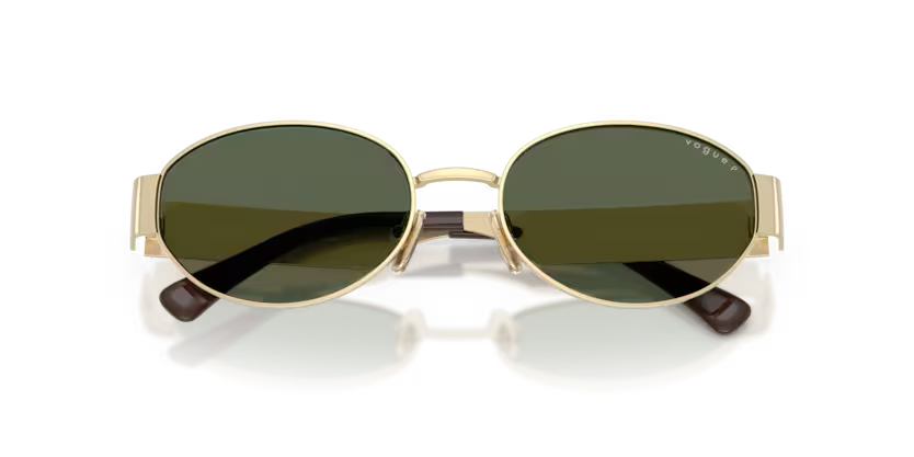 Vogue Eyewear 0VO4362S Color 848/9A Polished Pale Gold Metal Frame with Dark Green Polarized Lenses