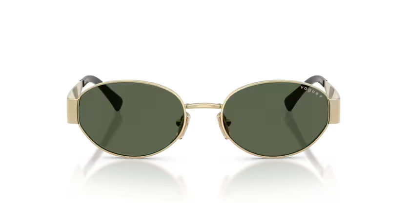 Vogue Eyewear 0VO4362S Color 848/9A Polished Pale Gold Metal Frame with Dark Green Polarized Lenses