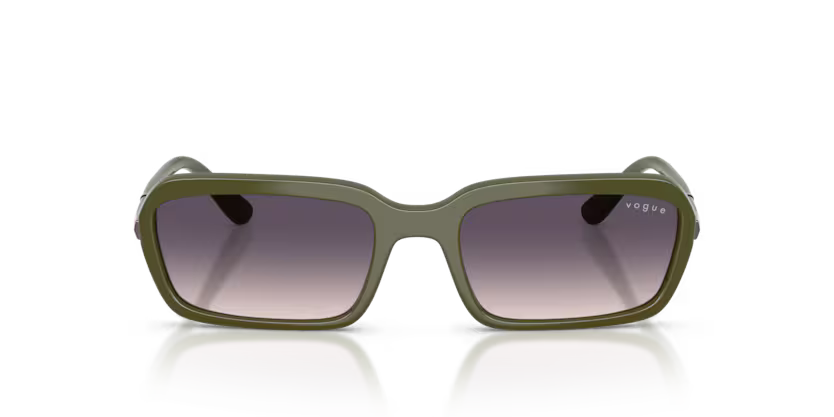 Vogue Eyewear 0VO5744S Color 318536 Full Army Green Rectangle Pink Gradient Dark Grey Lenses Sunglasses