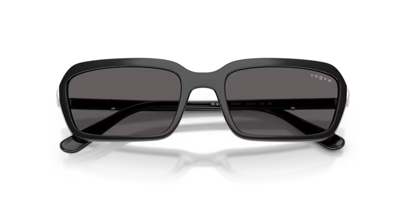 Vogue Eyewear 0VO5744S Color W44/87 Black Rectangle Black Smoke Lenses Sunglasses