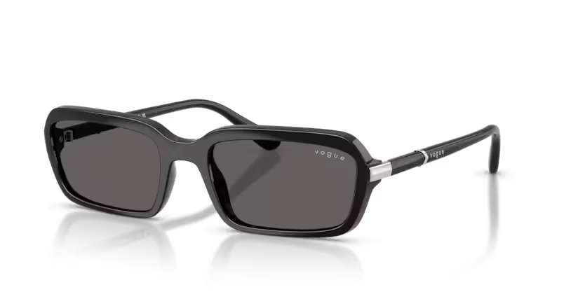 Vogue Eyewear 0VO5744S Color W44/87 Black Rectangle Black Smoke Lenses Sunglasses