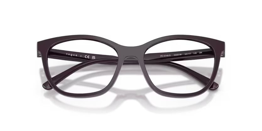 Vogue Eyewear 0VO5746S Color 3321W Full Dark Purple Butterfly Clear Lenses Sunglasses Frame