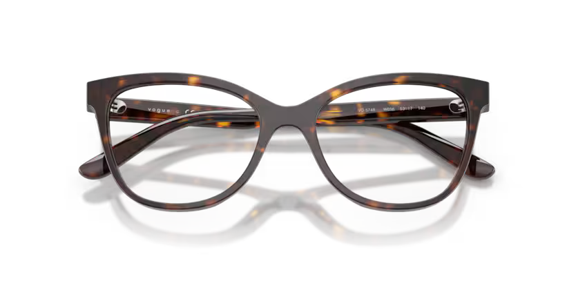 Vogue Eyewear 0VO5748 Color W656 Polished Dark Havana Acetate Frame with Clear Demo Lenses