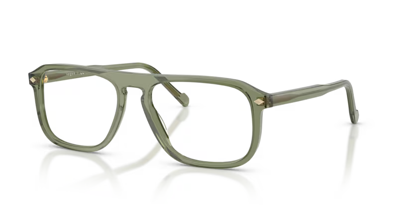 Vogue Eyewear 0VO5753 Color 2821 Polished Transparent Green Acetate Frame with Clear Demo Lenses