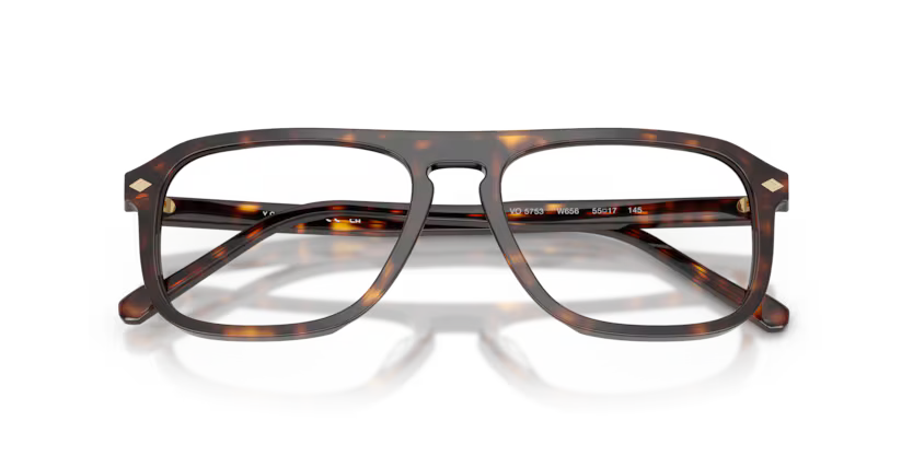 Vogue Eyewear 0VO5753 Color W656 Polished Dark Havana Acetate Frame with Clear Demo Lenses