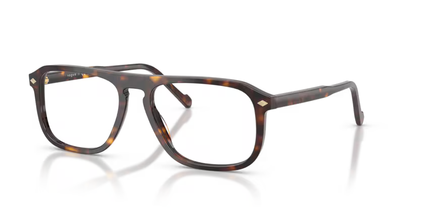 Vogue Eyewear 0VO5753 Color W656 Polished Dark Havana Acetate Frame with Clear Demo Lenses