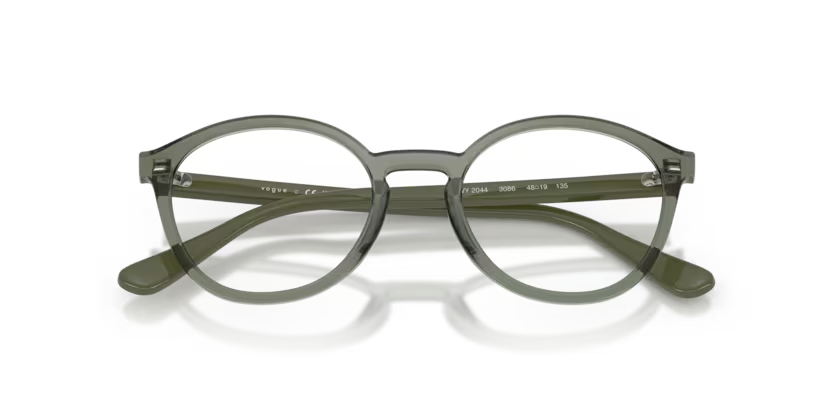 Vogue Eyewear 0VY2044 Color 3086 Polished Transparent Mallard Green Nylon Frame with Clear Demo Lenses
