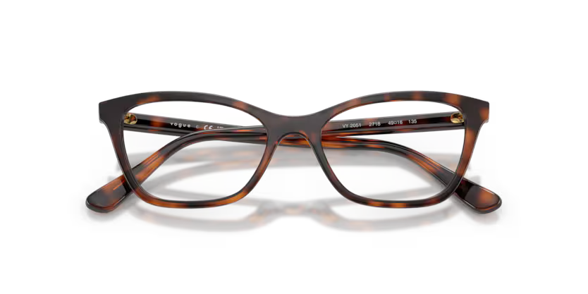 Vogue Eyewear 0VY2051 Color 2718 Polished Total Dark Havana Nylon Frame with Clear Demo Lenses
