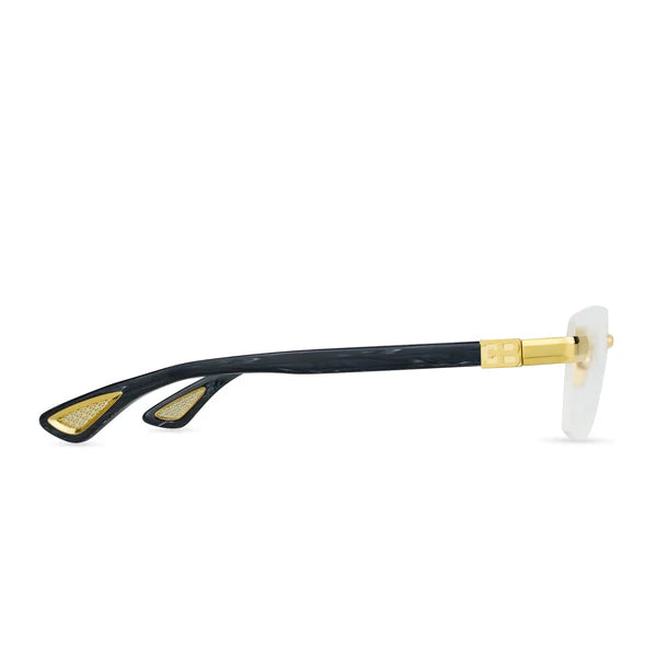 Bugatti 36B 24K Yellow Gold & Black Horn Acetate Rimless Japanese Titanium Clear Optical Eyeglasses Frame