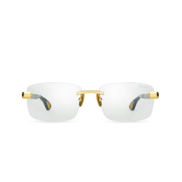 Bugatti 36B 24K Yellow Gold & Green Marble Acetate Rimless Japanese Titanium Clear Optical Eyeglasses Frame