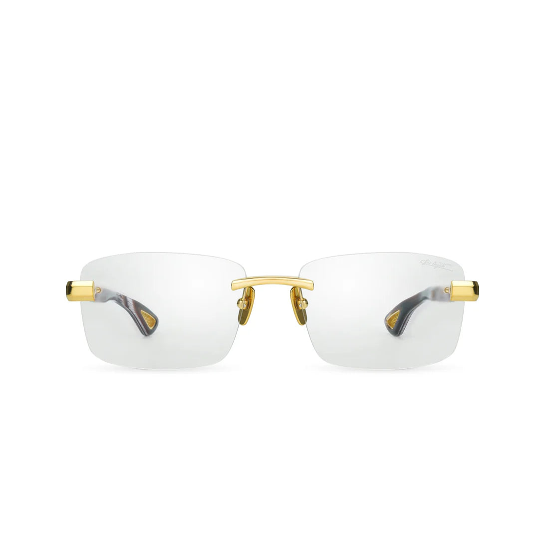 Bugatti 36B 24K Yellow Gold & Classic Horn Acetate Rimless Japanese Titanium Clear Optical Eyeglasses Frame