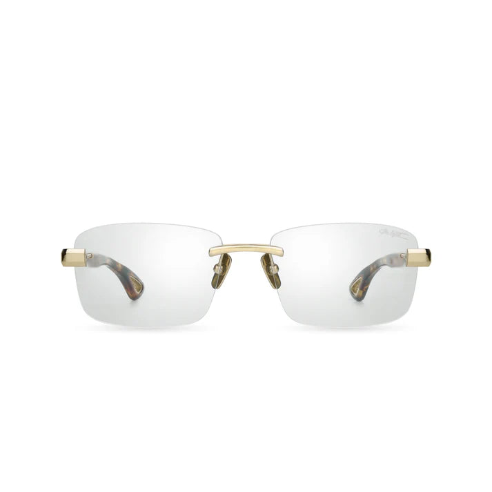 Bugatti 36B White Gold & Classic Tortoise Acetate Rimless Japanese Titanium Clear Optical Eyeglasses Frame