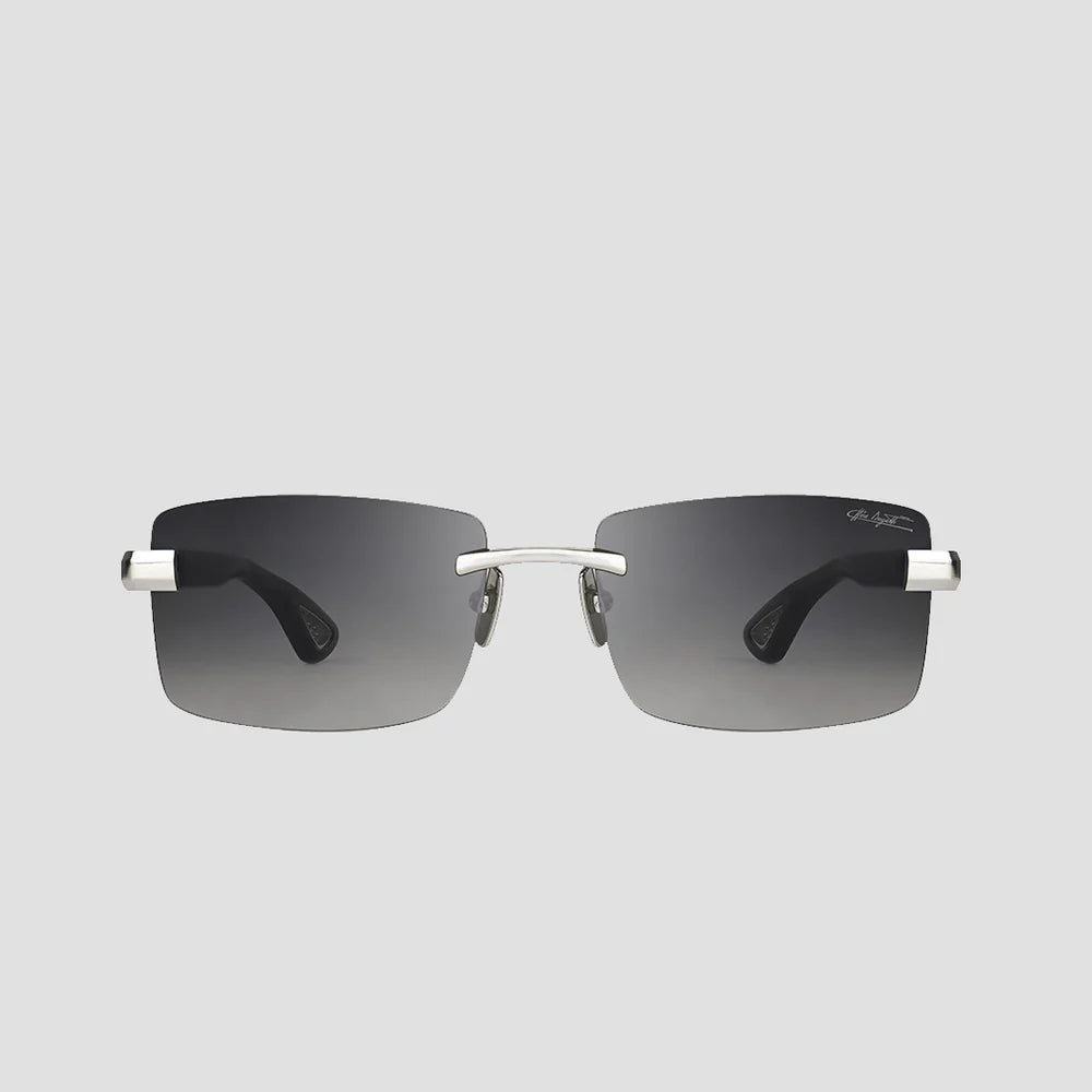 Bugatti Eyewear Model 36C BH-SS Sterling Silver Plated Rimless Rectangular Black Horn Acetate Sunglasses