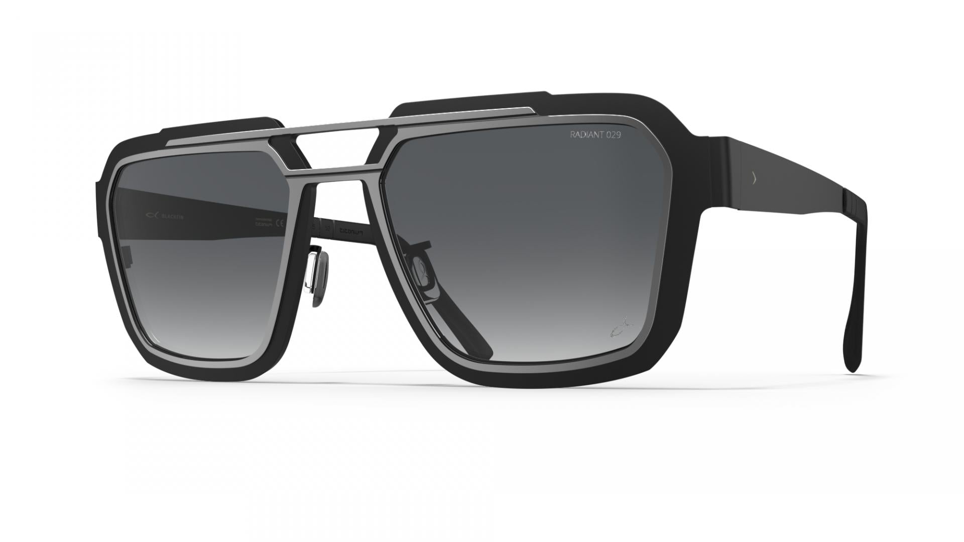 Blackfin Iron Harbor BF1123 1462 Satin Silver Black Block Titanium Gray Gradient Sunglasses