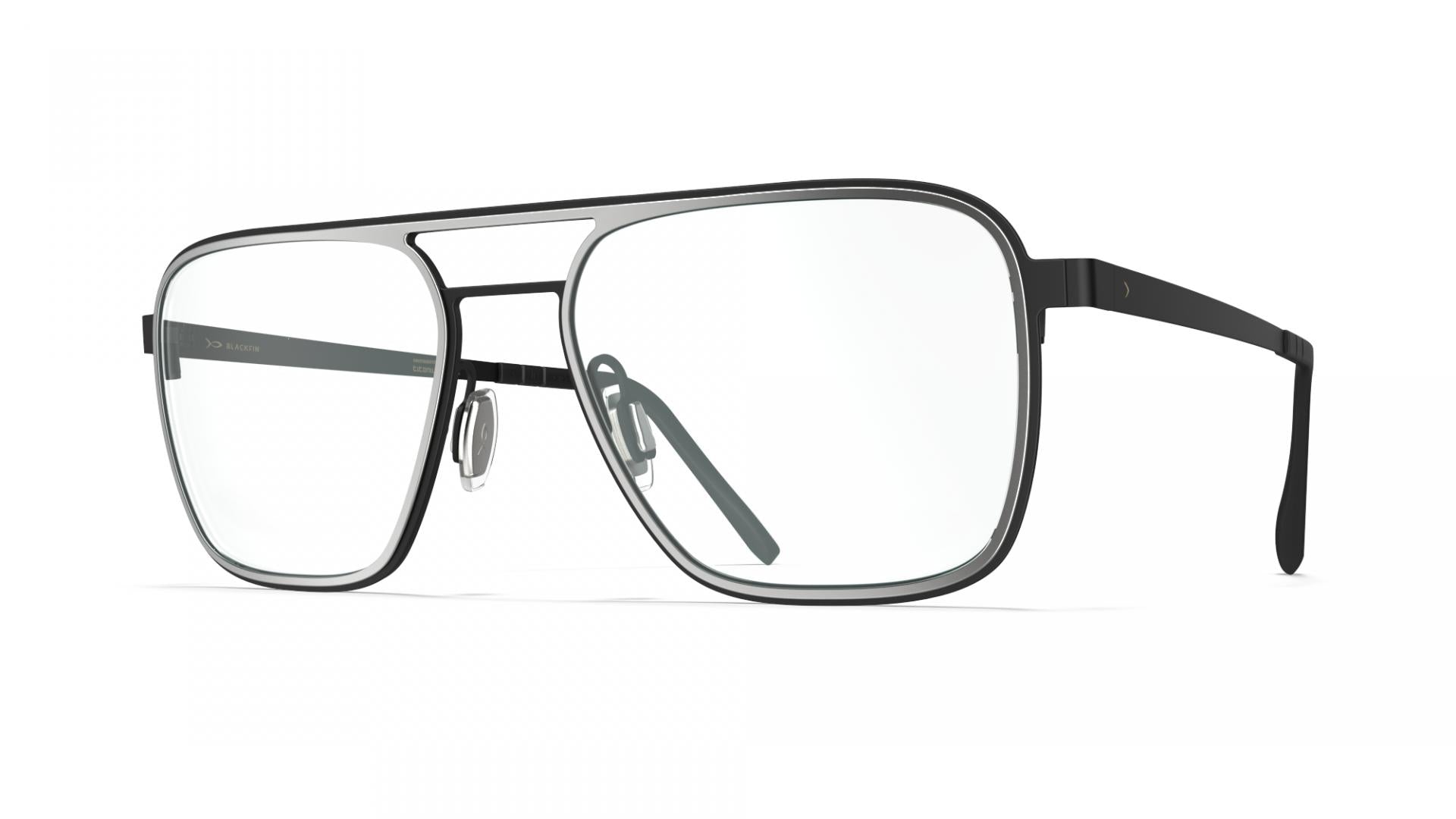 Blackfin Ventura BF868 1462 Satin Silver Black Ultra-Light Block Titanium Optical Eyeglasses Frame