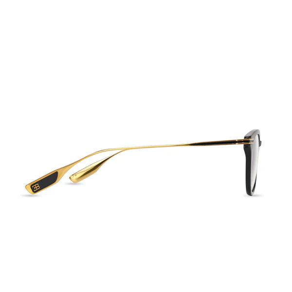 Bugatti 60 Black Acetate & 24K Yellow Gold Japanese Titanium Clear Optical Eyeglasses Frame
