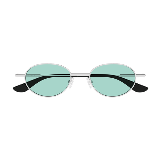 Alexander McQueen AM0523S-003 Silver Metal Cross-Bar Sunglasses