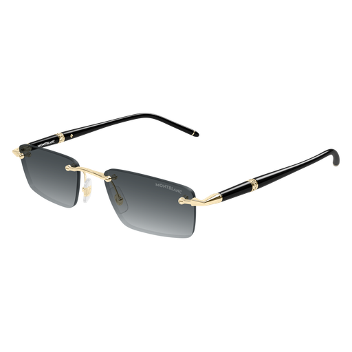 Montblanc MB0484S 001 Gold & Black Rectangular Sunglasses