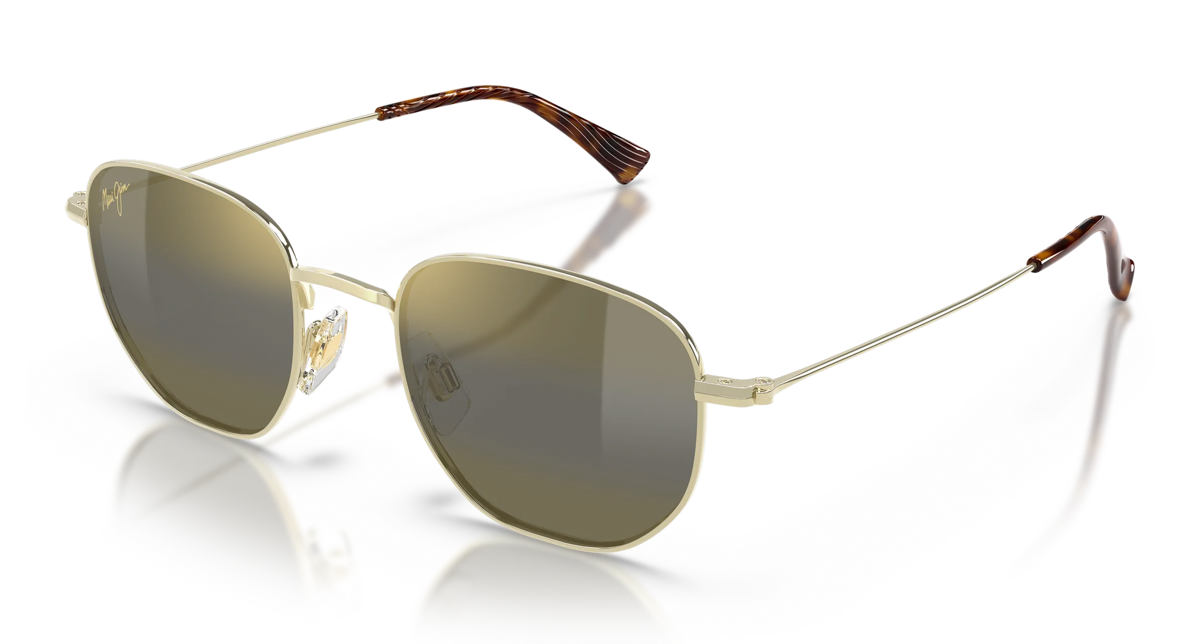 Maui Jim Halakea MJ0366S 003 Shiny Light Gold Round Polarized Sunglasses