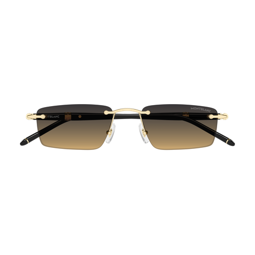 Montblanc Meisterstück MB0484S 002 Gold & Black Full Rim Aviator Double Gradient Orange Lens Sunglasses