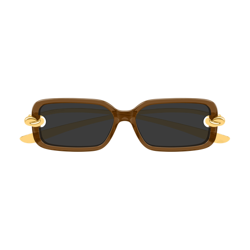 Bottega Veneta BV1439S 005 Polished Brown and Gold Luxury Sunglasses