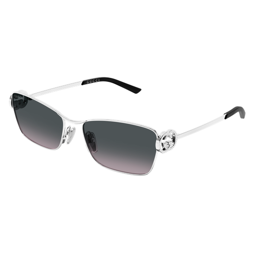 Gucci GG2045S 002 Silver Metal Sunglasses with Double Gradient Grey Bio Nylon Lenses