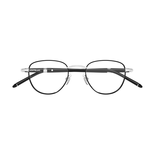 Montblanc Meisterstück MB0486O 002 Polished Silver and Black Luxury Optical Frame
