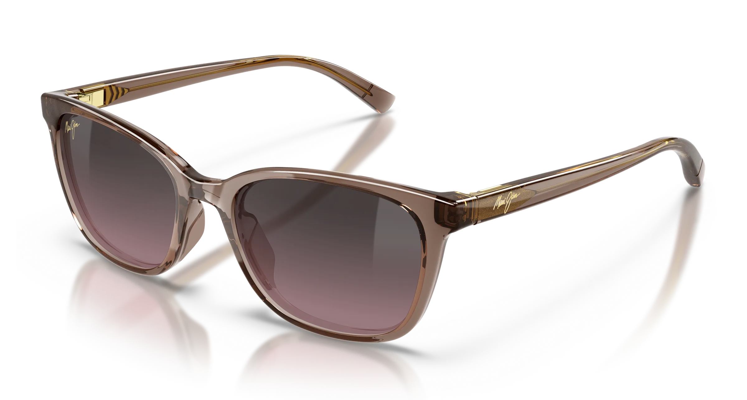Maui Jim Kūkaulani SKU MJ0360S-004 Shiny Transparent Light Pinkish Brown Cat-Eye Maui Rose Polarized Sunglasses