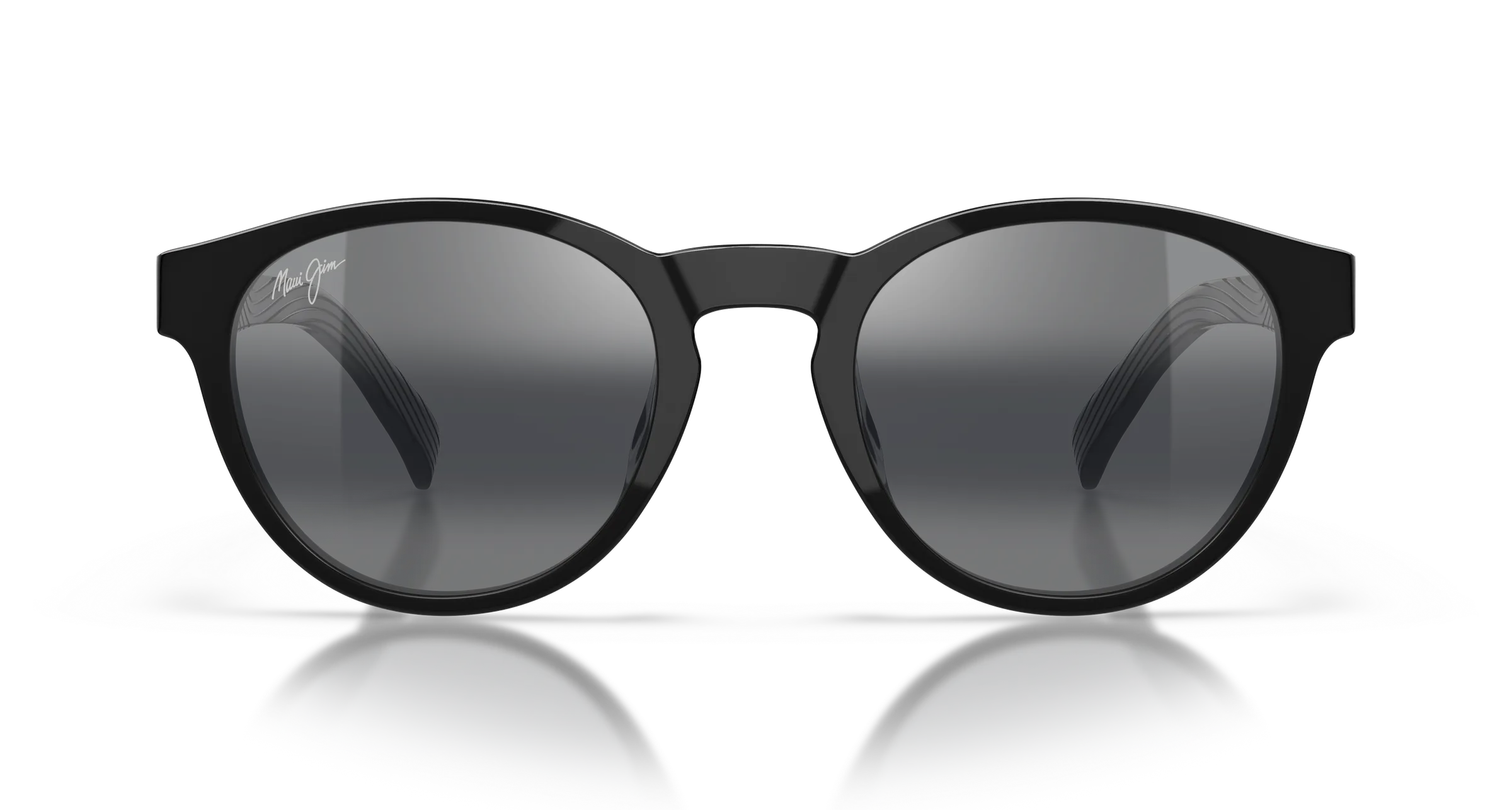 Maui Jim Lawena SKU MJ0364S-001 Shiny Black Classic Round Neutral Grey Polarized Sunglasses