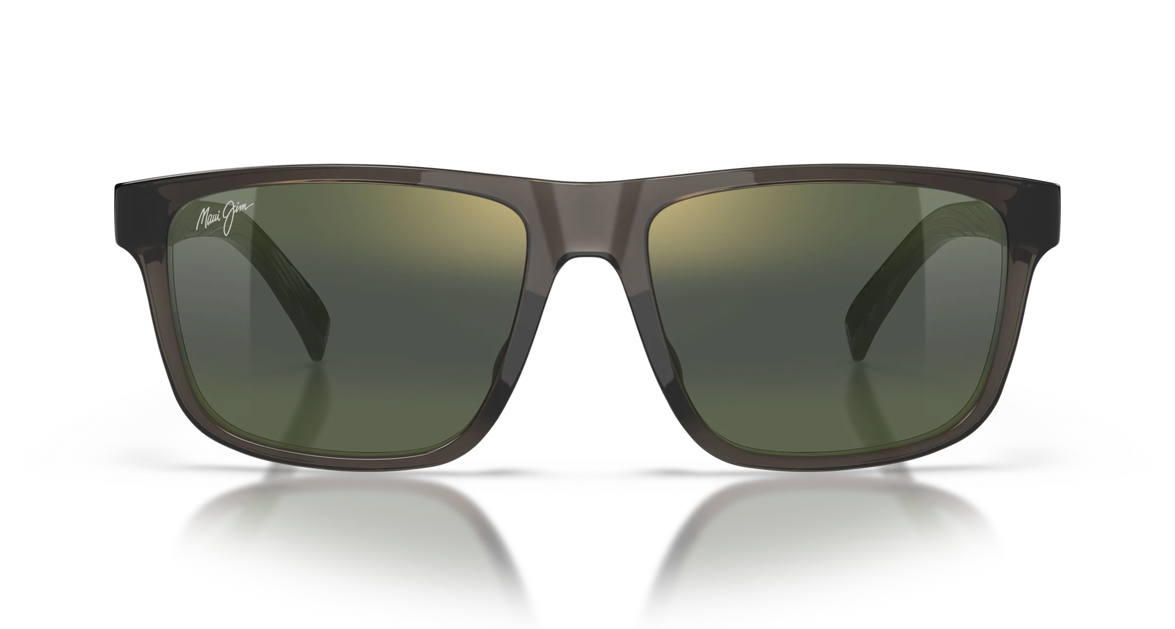 Maui Jim Pū'ali SKU MJ0363S-004 Shiny Transparent Dark Brown Soft Rectangular Maui HT Polarized Sunglasses
