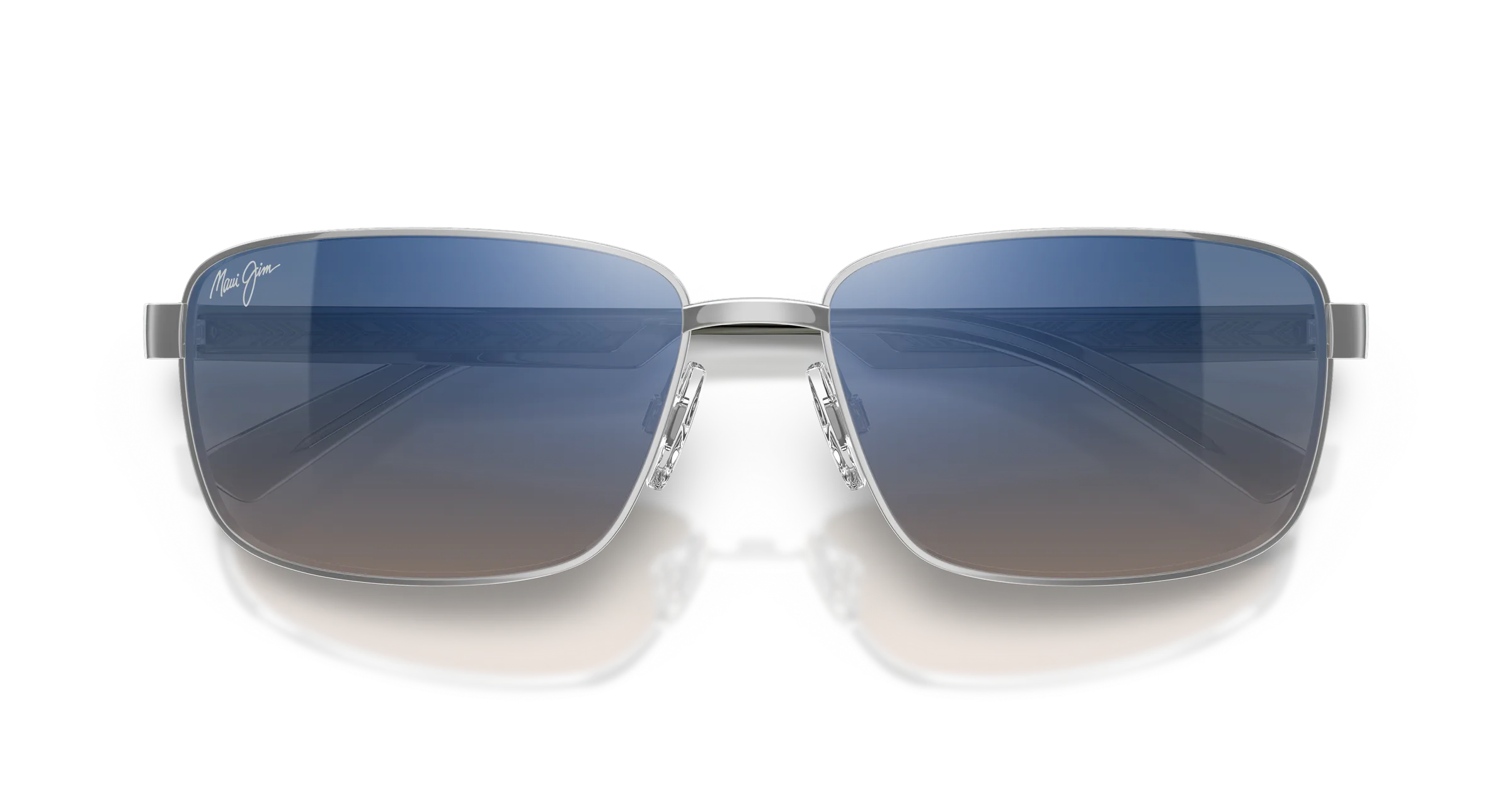 Maui Jim Paikini SKU MJ0362S-005 Shiny Silver Rectangular Dual Mirror Blue to Silver Polarized Sunglasses