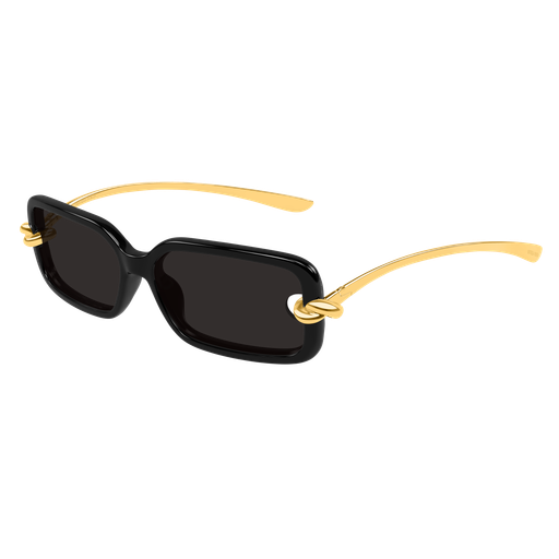 Bottega Veneta BV1439S 001 Polished Black and Gold Luxury Sunglasses