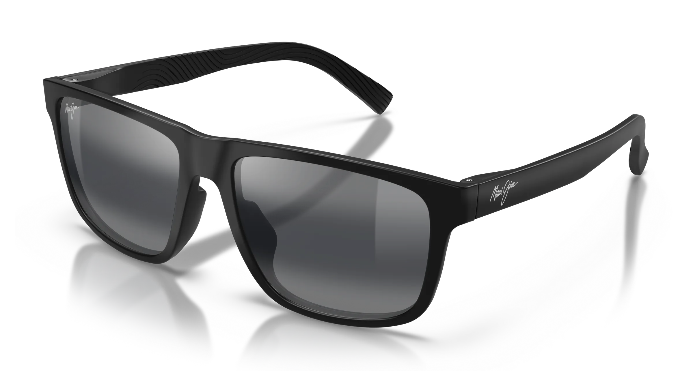 Maui Jim Pū'ali SKU MJ0363S-001 Matte Black Soft Rectangular Neutral Grey Polarized Sunglasses