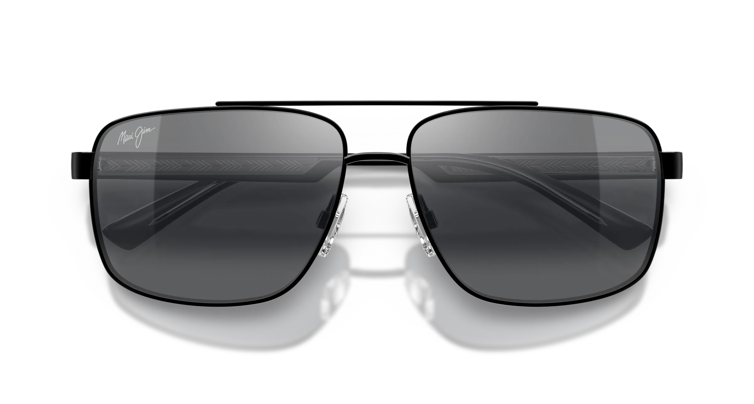 Maui Jim Hālawa SKU MJ0361S-001 Matte Black Shiny Transparent Grey Aviator Neutral Grey Polarized Sunglasses