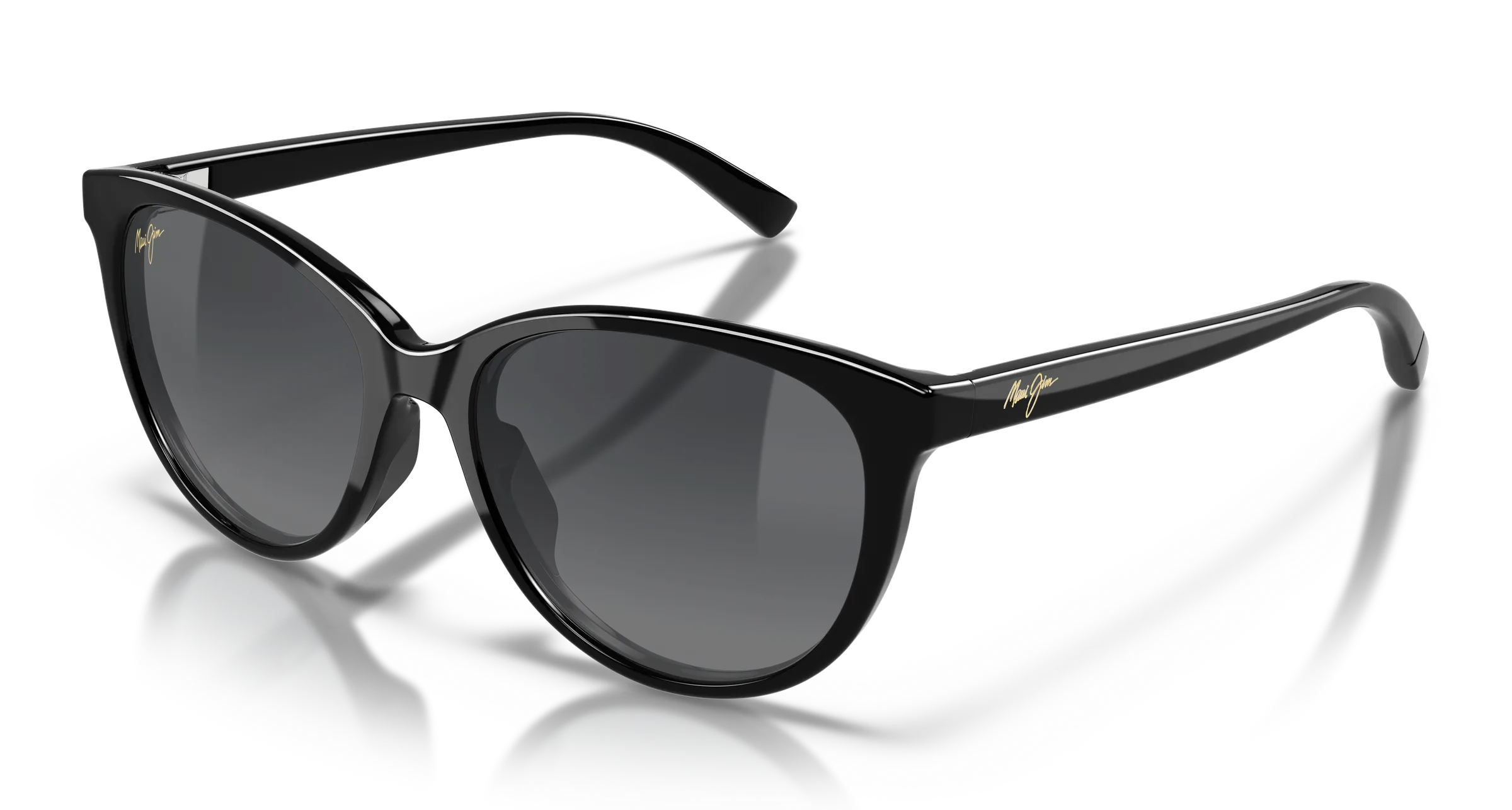 Maui Jim Kalawa SKU MJ0359S-001 Shiny Black Cat-Eye Neutral Grey Polarized Sunglasses