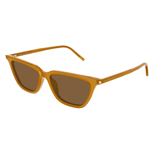 Saint Laurent SL 889 Sulpice Thin Color 004 Yellow Recycled Acetate Frame with Brown Bio Nylon Lenses