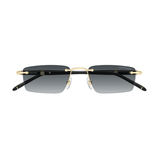 Montblanc MB0484S 001 Gold & Black Rectangular Sunglasses