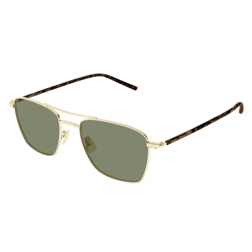 Saint Laurent SL 866-003 Gold Metal & Havana Bio Injection Frame with Green Bio Nylon Lenses