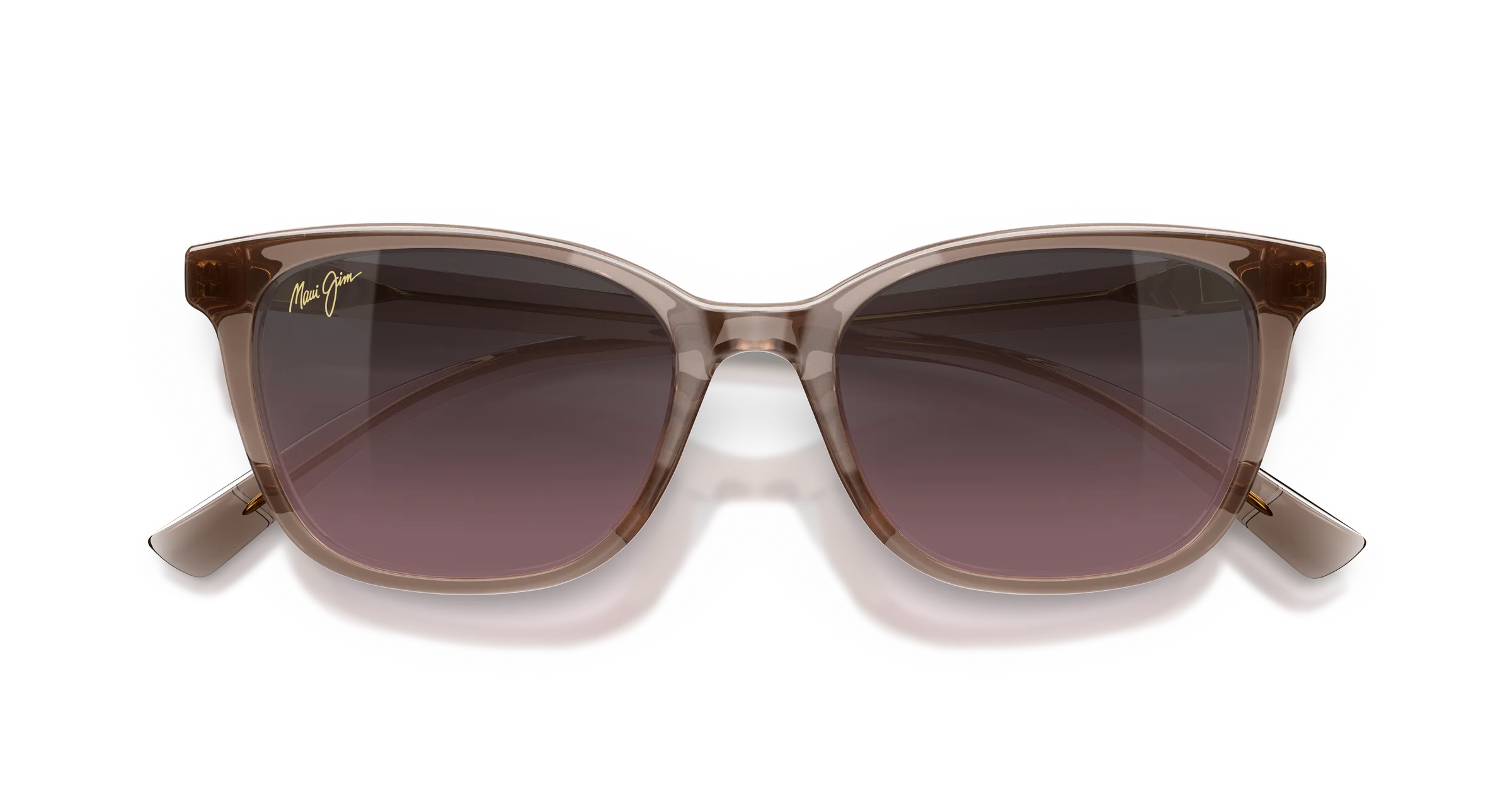 Maui Jim Kūkaulani SKU MJ0360S-004 Shiny Transparent Light Pinkish Brown Cat-Eye Maui Rose Polarized Sunglasses