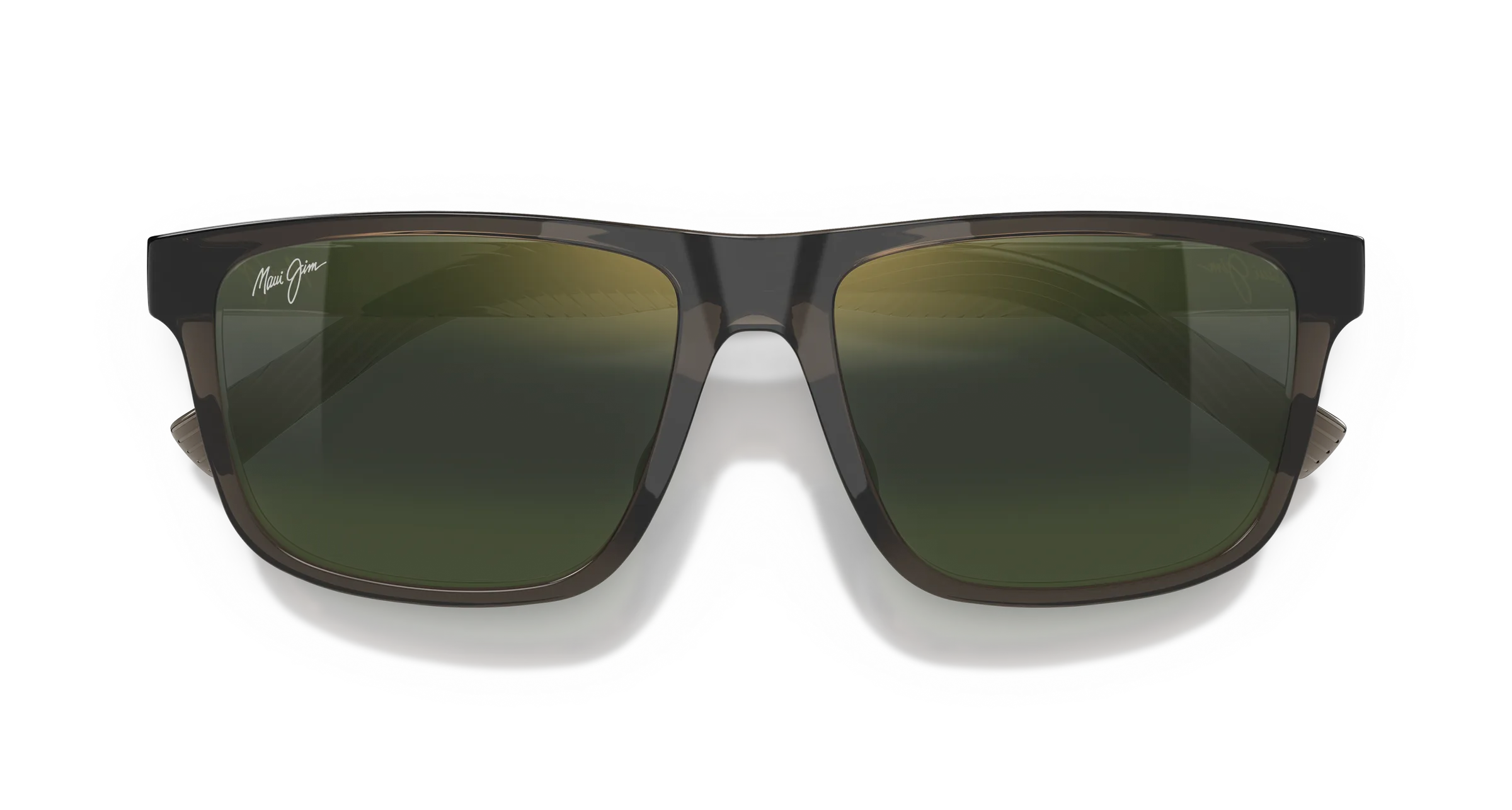 Maui Jim Pū'ali SKU MJ0363S-004 Shiny Transparent Dark Brown Soft Rectangular Maui HT Polarized Sunglasses
