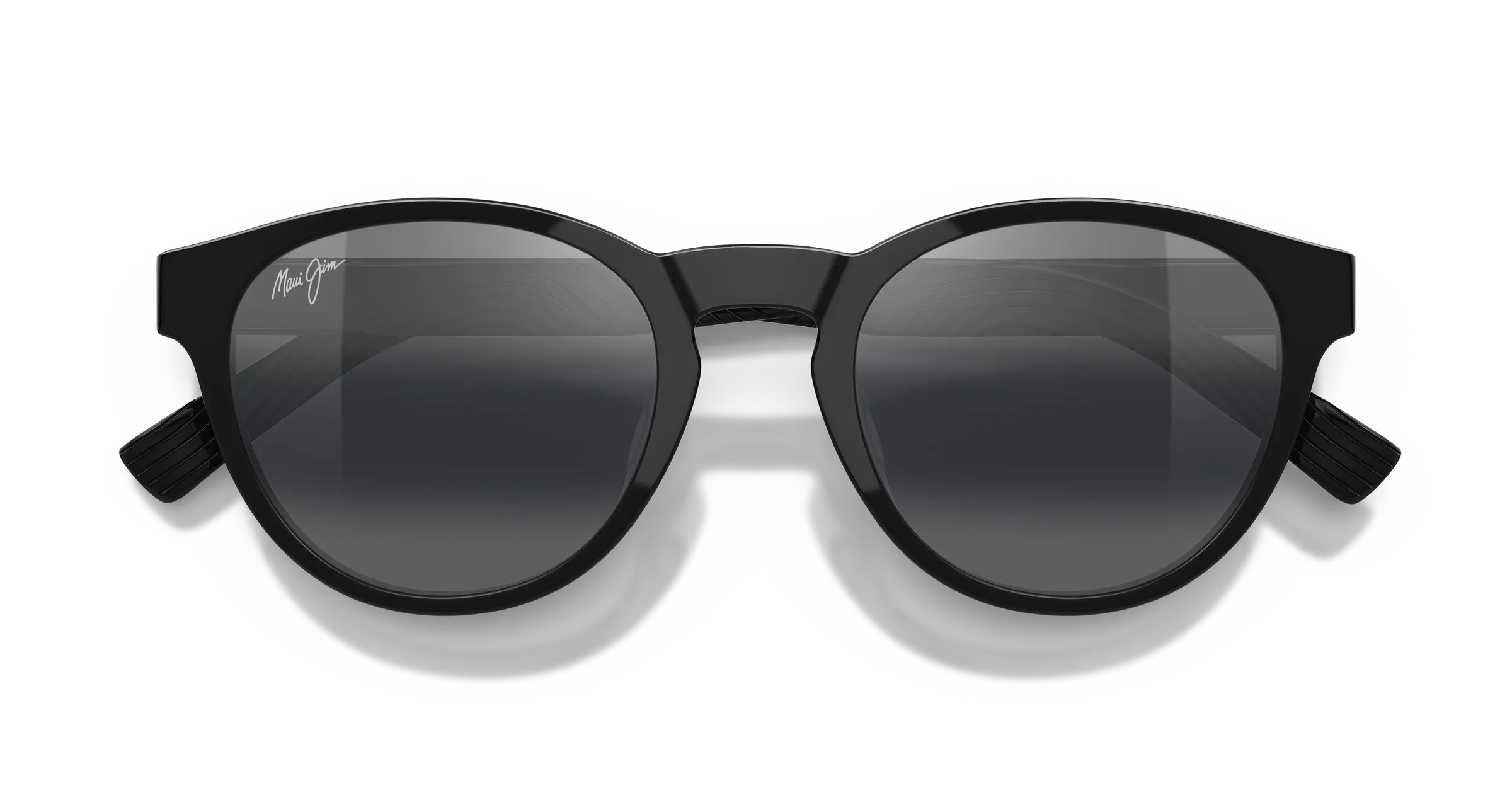 Maui Jim Lawena SKU MJ0364S-001 Shiny Black Classic Round Neutral Grey Polarized Sunglasses